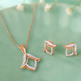 Dazzling Flower Diamond Pendant and Earrings Set 