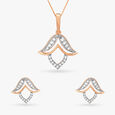 Dazzling Flower Diamond Pendant and Earrings Set 2