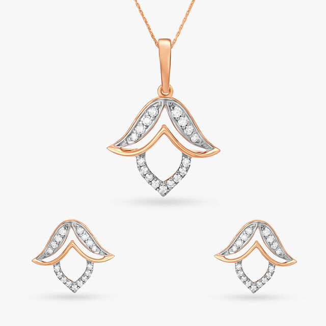 Dazzling Flower Diamond Pendant and Earrings Set 2