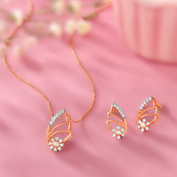 Nature's Beauty Diamond Pendant and Earrings Set