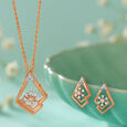 Luminous Spiral Diamond Pendant and Earrings Set 