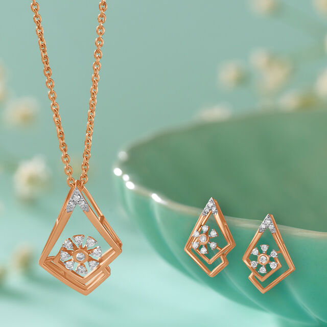 Luminous Spiral Diamond Pendant and Earrings Set 