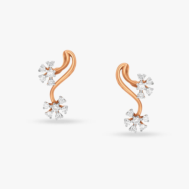 Graceful Flowers Diamond Stud Earrings 