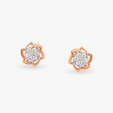 Delicate Elegance Floral Diamond Stud Earrings