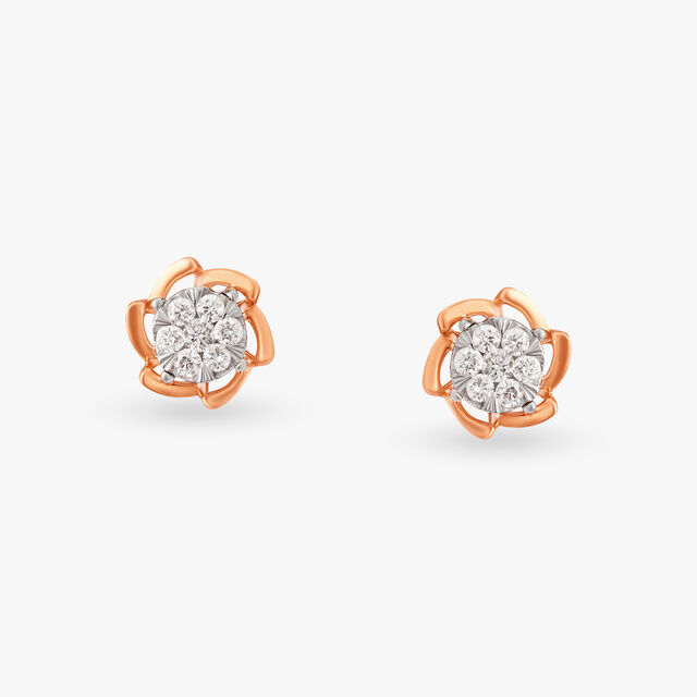 Delicate Elegance Floral Diamond Stud Earrings 