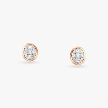 Radiant Ellipse Diamond Stud Earrings