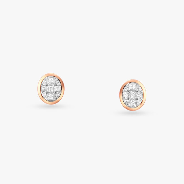 Radiant Ellipse Diamond Stud Earrings 