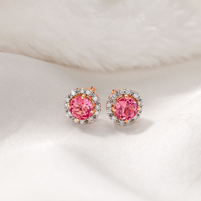 Strawberry Daiquiri Diamond Stud Earrings 