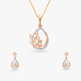 Teardrop Diamond Pendant and Earrings Set 