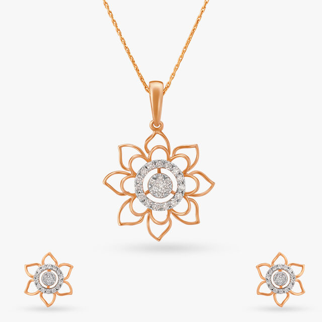 Contemporary Radiance Floral Pendant and Earrings Set,,hi-res 