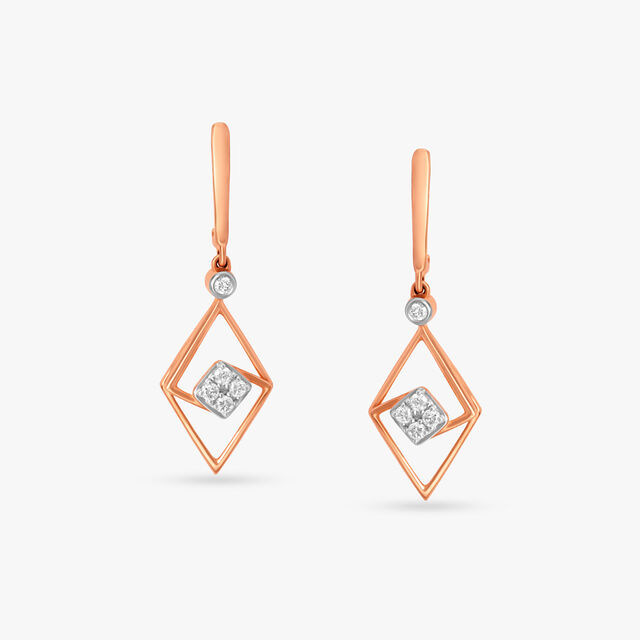 Clean Geometry Diamond Drop Earrings 2