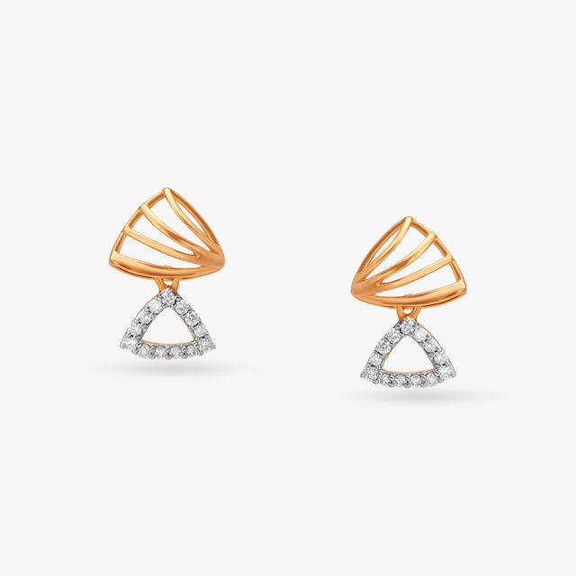 Golden Trinity Diamond Drop Earrings