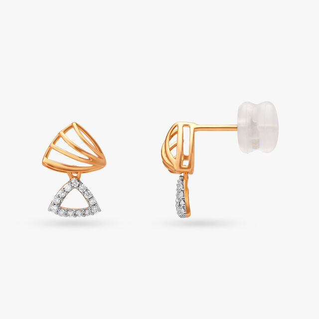 Golden Trinity Diamond Drop Earrings