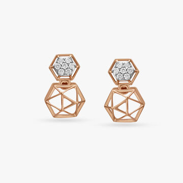 Abstract Slender Diamond Drop Earrings