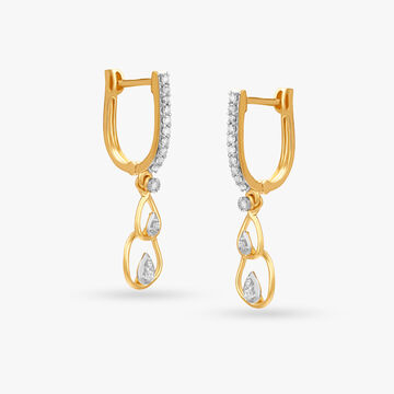 Glam Teardrop Diamond Hoop Earrings