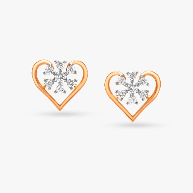 Hearty Flowers Diamond Stud Earrings 