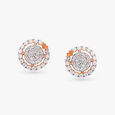 Heart-Accented Diamond Stud Earrings 