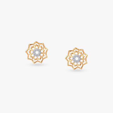 Mandala Bloom Diamond Stud Earrings