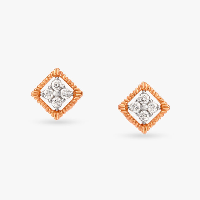 Geometric Symphony Diamond Stud Earrings 