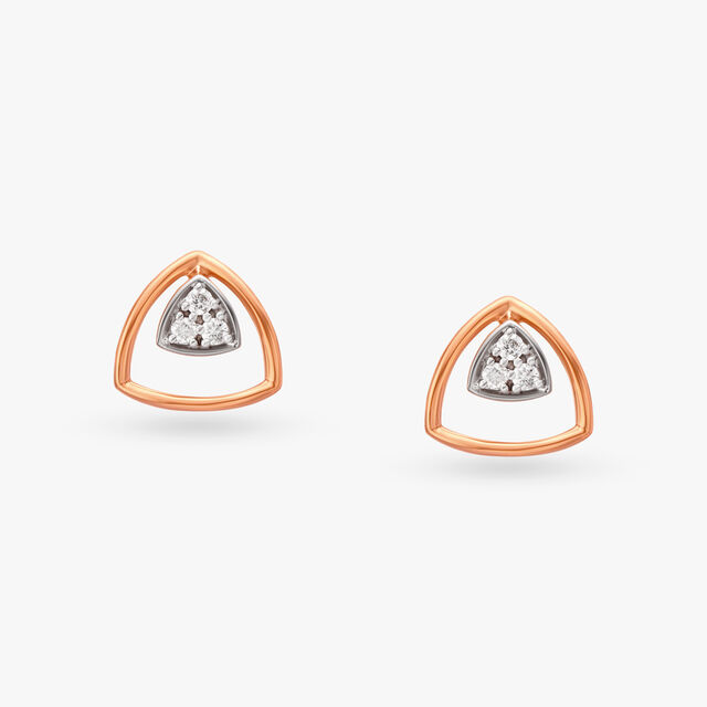 Triangle Diamond Stud Earrings 