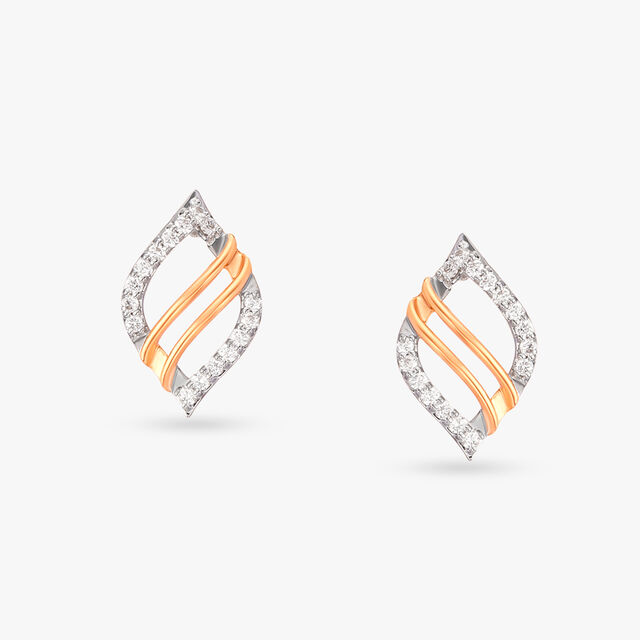 Radiant Leaf Diamond Stud Earrings 
