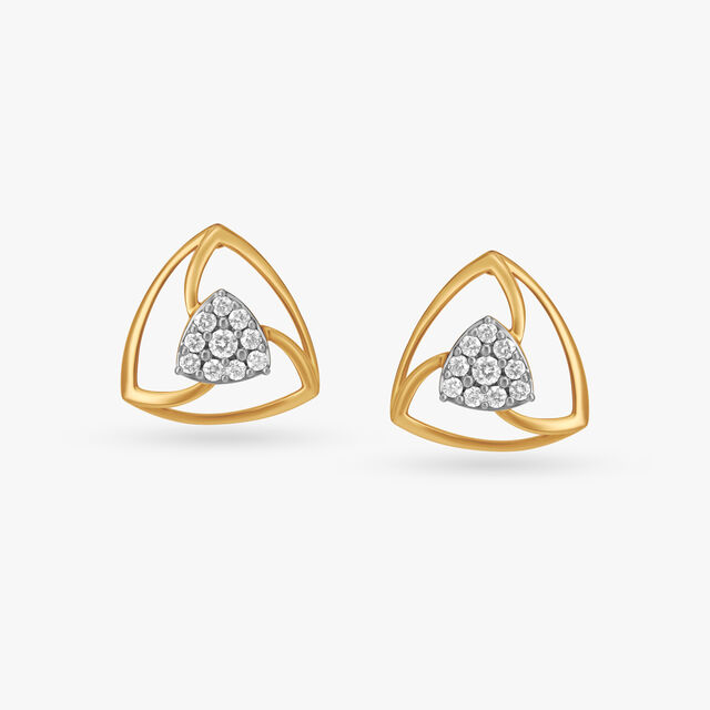 Modish Triangles Diamond Stud Earrings 3