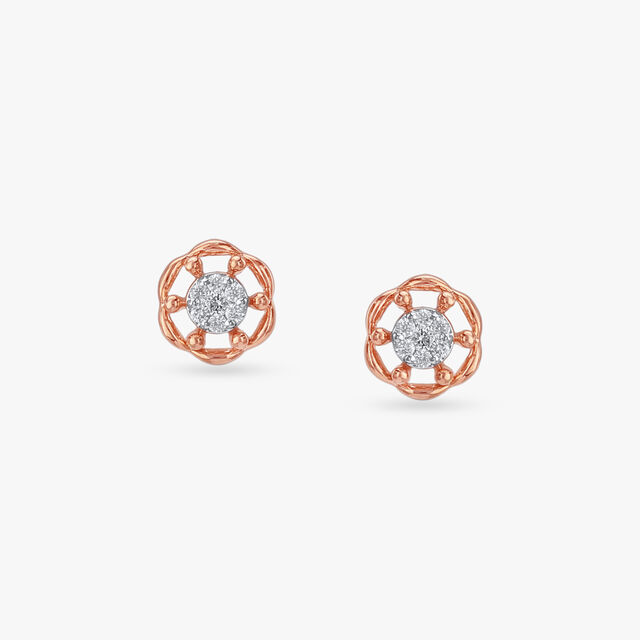 Vintage Bloom Diamond Stud Earrings 