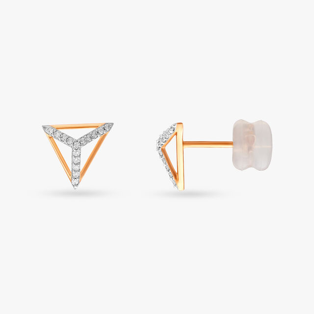 Graceful Triangle Diamond Stud Earrings