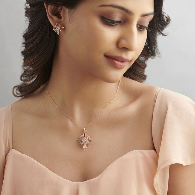 Contemporary Diamond Pendant and Earrings Set 2