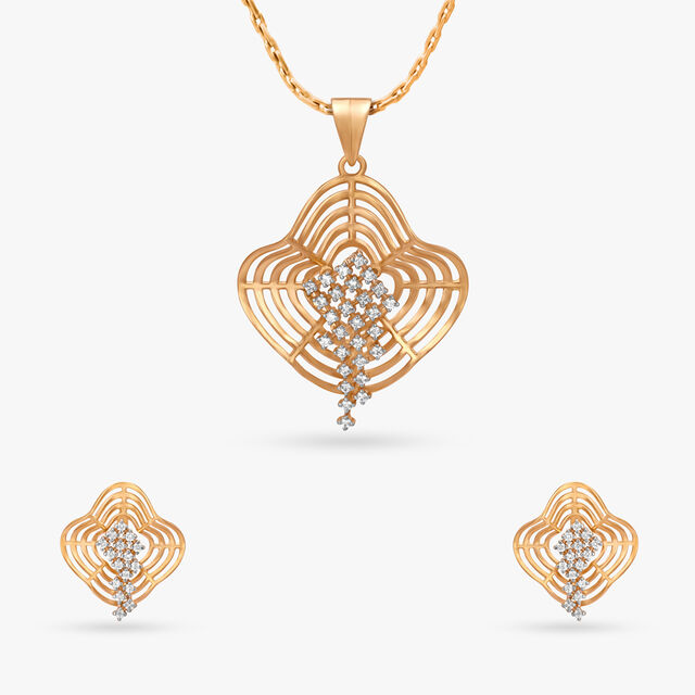 Contemporary Diamond Pendant and Earrings Set 3
