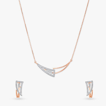 Sculpted Edge Diamond Necklace Set