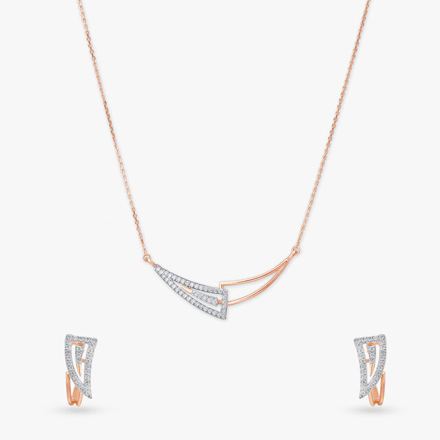 Sculpted Edge Diamond Necklace Set 