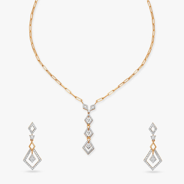 Ravishing Radiant Diamond Necklace Set 