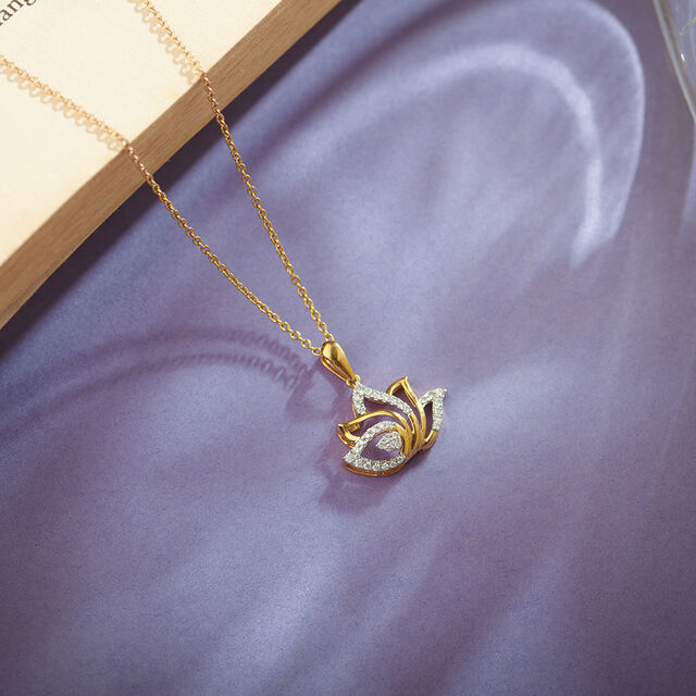 Regal Lotus Diamond Pendant,,hi-res 
