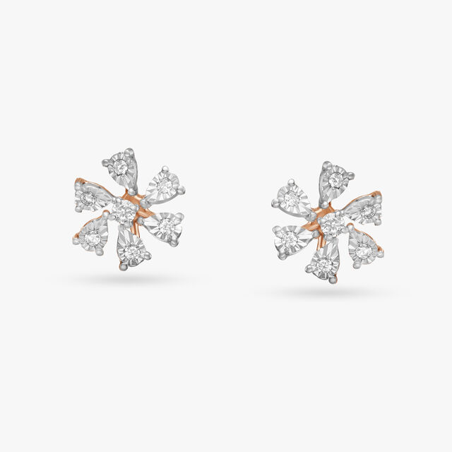 Enticing Floral Diamond Stud Earrings 3