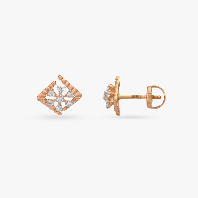 Delicate Floral Diamond Stud Earrings 2
