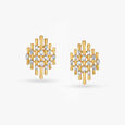 Geometric Edge Diamond Stud Earrings 