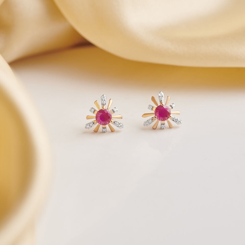 Buy Enigmatic Ruby and Diamond Stud Earrings at Best Price Tanishq US