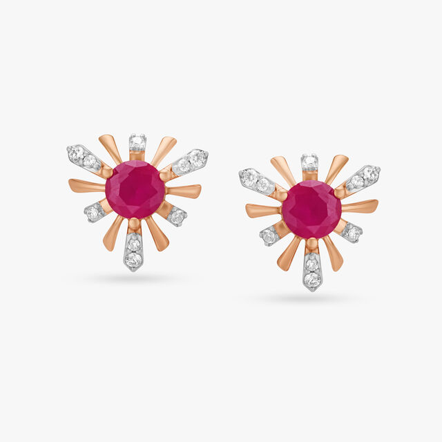 Enigmatic Ruby and Diamond Stud Earrings 3