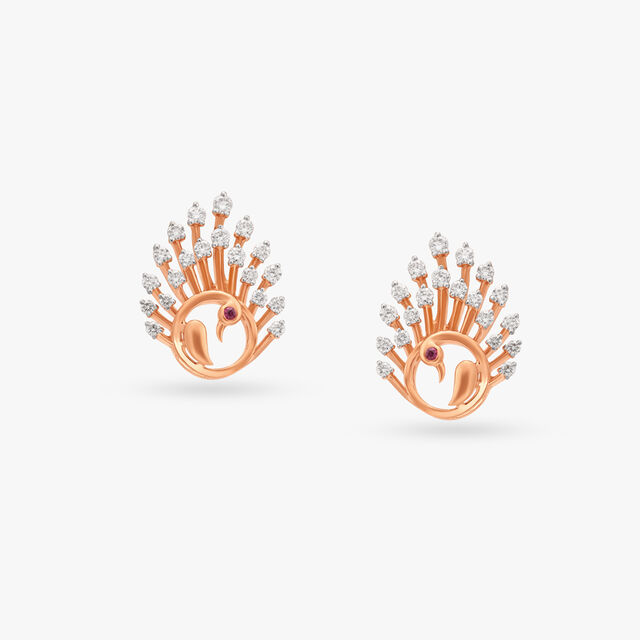Dancing Peacock Diamond Pendant and Earrings Set 4