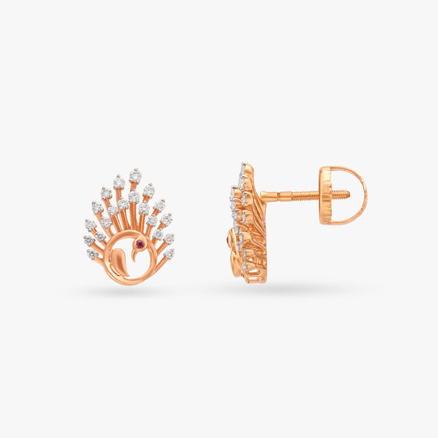 Dancing Peacock Diamond Pendant and Earrings Set 5