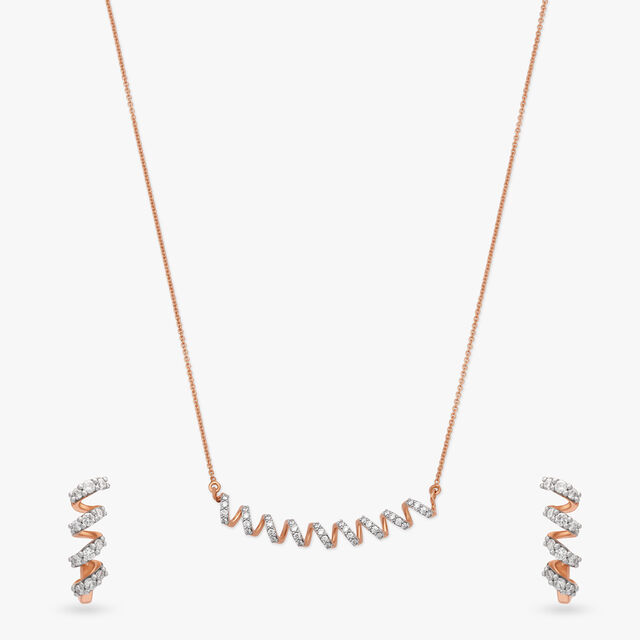 Stylish Spiral Diamond Necklace Set 