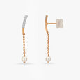 Sleek Pearl and Diamond Drop Earrings 2