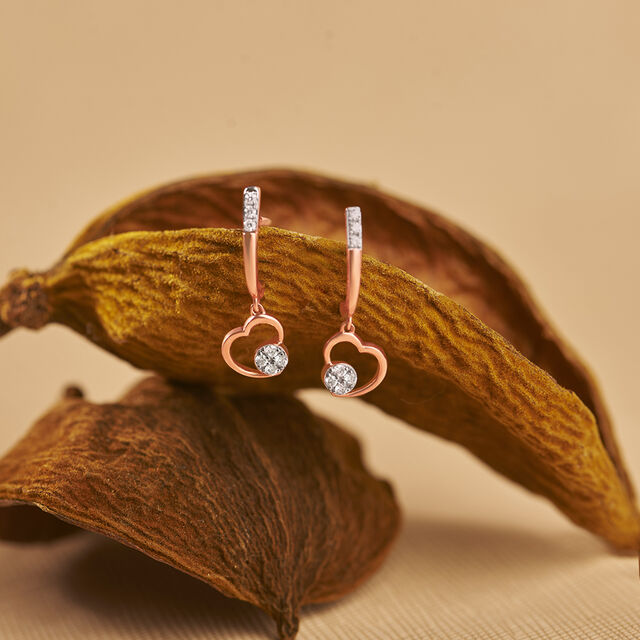Sparkle of Heart Diamond Drop Earrings 