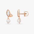 Fluttering Charm Diamond and Pearl Drop Earrings 2