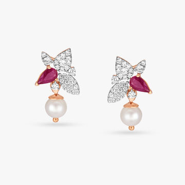 Ethereal Pearl and Diamond Drop Earrings