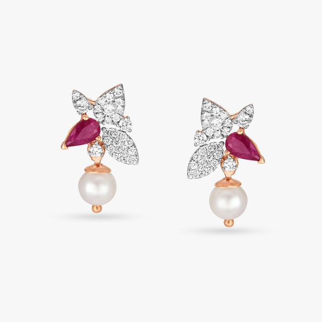 Ethereal Pearl and Diamond Drop Earrings 