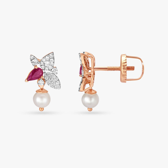 Ethereal Pearl and Diamond Drop Earrings 2