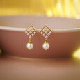 Gleaming Pearl and Diamond Drop Earrings 