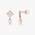 Gleaming Pearl and Diamond Drop Earrings 4
